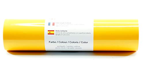 Lámina de plotter autoadhesiva lámina de vinilo 21 cm x 3 m brillo 39 colores a elegir, Glänzend L-Serie:Amarillo Dorado