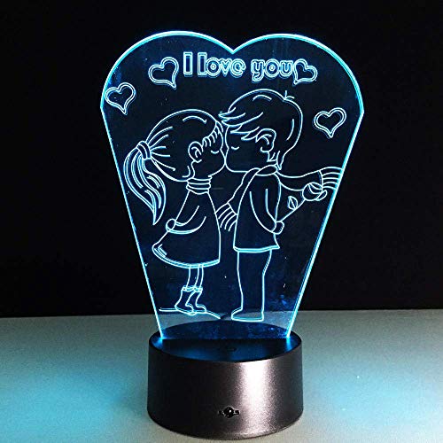 Lámpara de ilusión 3D Luz de noche LED I Love You Heart con 7 colores para decoración del hogar Increíbles mejores regalos de cumpleaños para niños