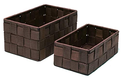 Lashuma Juego de 2 cestas para el baño, rectangulares, color marrón, tamaño: 19 x 10 x 7 cm y 20 x 13 x 10 cm