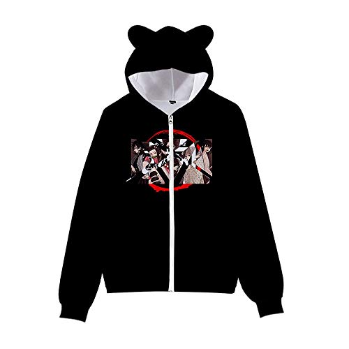 LKKOY Anime 3D Impresión Sudadera con Capucha Chaqueta Cosplay Disfraz Zip Hoodie Jacket Demon Slayer: Kimetsu no Yaiba 3D Jersey Infantil De Cremallera con Orejas De Gato M