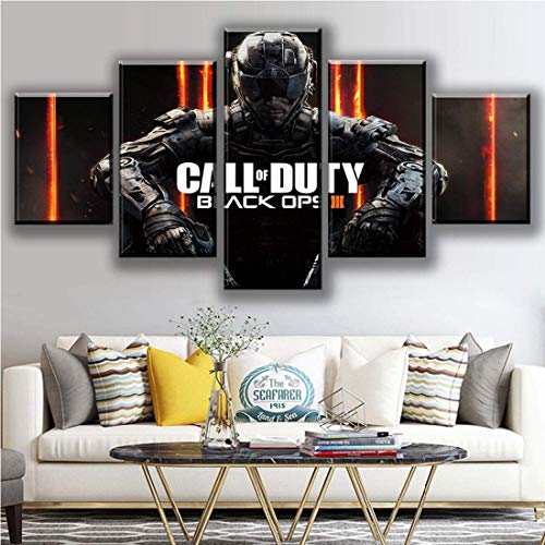 Lona Pinturas Modular Imágenes Juego Black Ops 4 Call Duty Pinturas Lona Carteles Hogar Decoración 5 Paneles,A,30×50×2+30×70×2+30×80×1