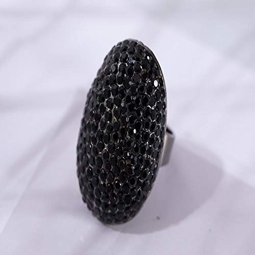 LYWZX Anillo Mujer Ajustable Anillo De Moda para Mujeres Damas Niñas Esquinas Redondeadas Negras Anillos Abiertos Tamaño Ajustable Creatividad Simple Fiesta Joyería Anillo De Dedo