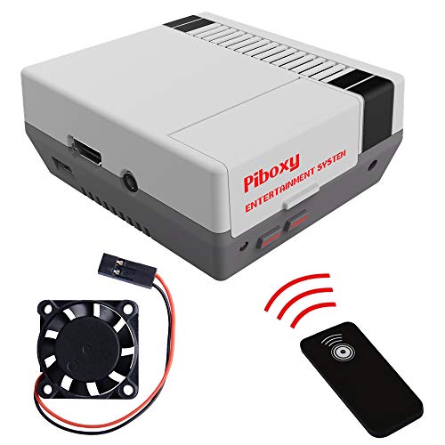 MakerFun Piboxy NES Case con Ventilador y botón de reinicio y Apagado Seguro y Mando a Distancia IR para Raspberry Pi2B/3B/3B+ (Piboxy)