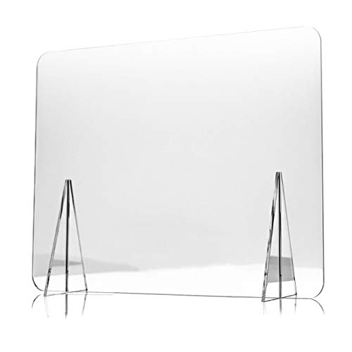 Mampara de Metacrilato de 120 x 100 cm para Escritorio y Mesa, Transparente, Grosor de 3mm, Mampara de Protección para Oficina, Bar, Cafetería y Restaurante