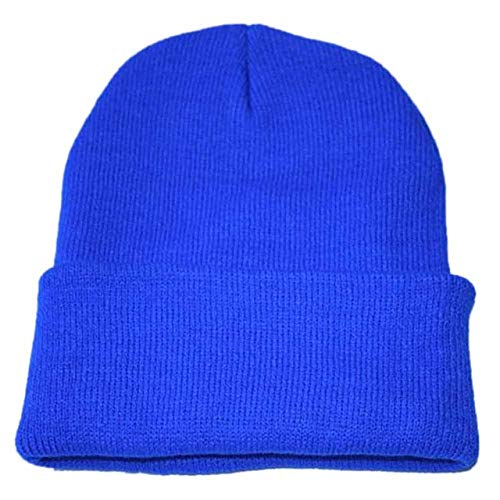 MAWA Color sólido Invierno Cálido Sombrero de Punto Hombres Mujeres Slouchy Knitting Beanie Gorra de Hip Hop Cálido Invierno Esquí para Gorro Mujer Hombre - Azul, a2