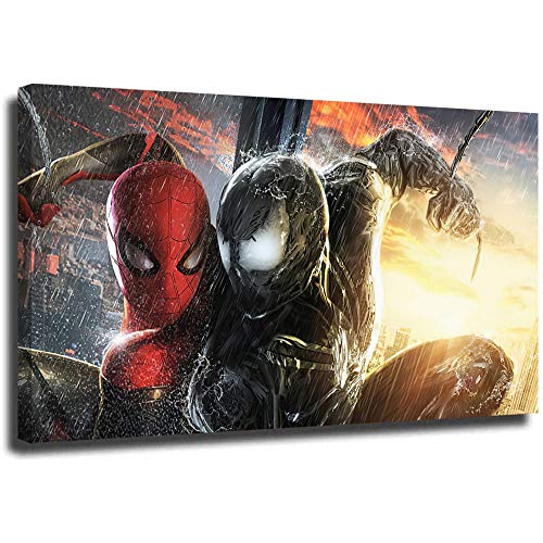 Megiri Impresión artística de pared para dormitorio con diseño de hombre araña vs veneno, impresión en lienzo Giclée para decoración del hogar, 61 x 45 cm