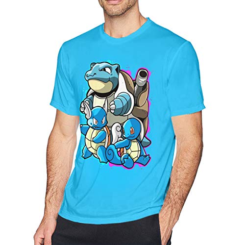 Men's Cartoon Po_KEM-On Linda y cómoda Camiseta de Manga Corta de algodón Negro Spider Baby Blue 3X-Large