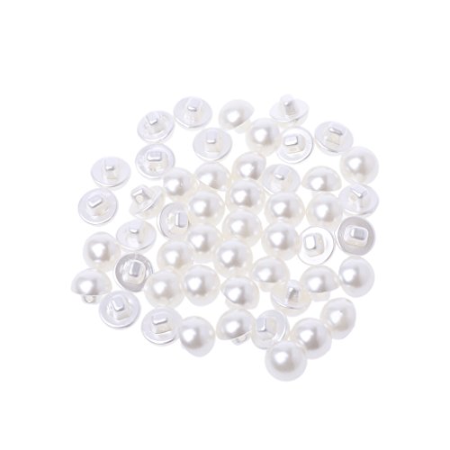 Mentin - Lote de 50 botones de perlas para costura, costura artesanal, 10/11,5 mm (10 mm)