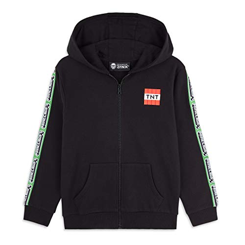 Minecraft Sudadera Niño, Sueter de Manga Larga con Capucha y Cremallera, Ropa Niño Diseño de Creeper, Regalos para Niños Adolescentes Edad 5-14 Años (5-6 años, Negro)