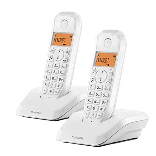 Motorola S1202 Duo - Teléfono Fijo inalámbrico, Color Blanco