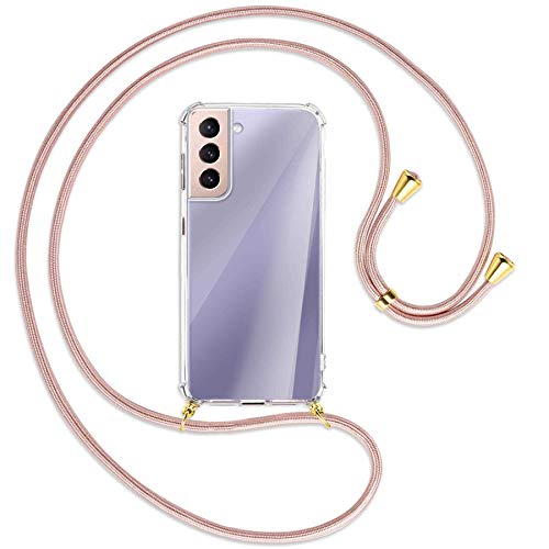 mtb more energy® Collar Smartphone para Samsung Galaxy S21 5G (SM-G991, 6.2'') - Oro Rosa/Oro - Funda Protectora ponible - Carcasa Anti Shock con Cuerda Correa