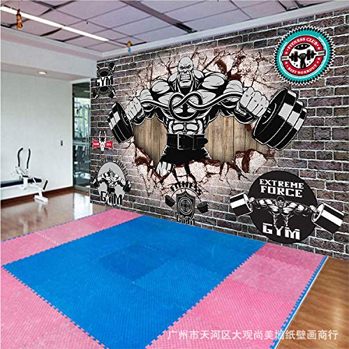 mural 3d pared salonRetro 3d sport gym studio wallpaper taekwondo boxing gym background wallpaper muscle man brick wall painting(300x210cm)