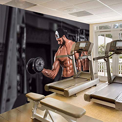 mural 3d paredRetro gym wallpaper beauty muscle man fashion poster wallpaper boxing fight 3D industrial sports mural(300x210cm)