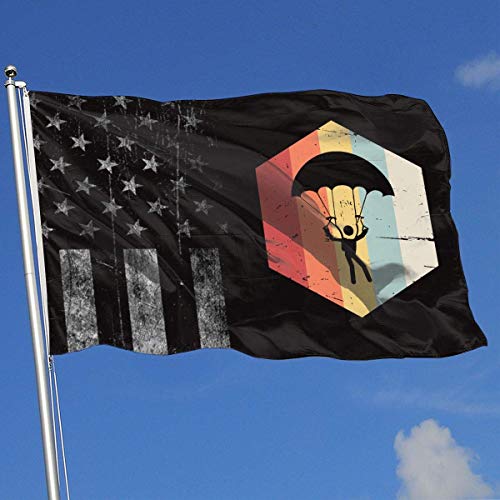 N / A Bandera De Brisa,Premium Bandera De Jardín,Banderas Decorativas Estacionales,Banderas Pirata,Bandera Americana Gastada Bandera De Paracaidismo Retro De Los Años 70 Paracaídas 3X5 Ft Flag