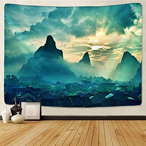 N / A Hermoso Paisaje Natural impresión Grande montado en la Pared Hippie Colgante de Pared Tapiz de Pared Bohemio Mandala Arte de la Pared decoración del hogar Tapiz Tela de Fondo A2 73x95cm