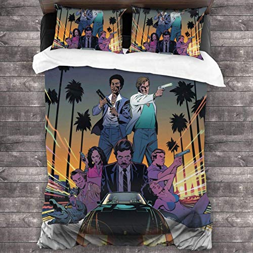 N \ A Miami Vice - Juego de cama de 3 piezas de poliéster súper suave de 86 x 70 pulgadas