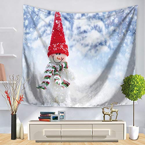 N / A Tapiz navideño Tapiz Colgante de Pared muñeco de Nieve árbol de Navidad Impreso Playa Toalla cojín Tapiz Tela de Fondo A2 130x150cm