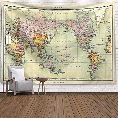 Navegación Mapa del mundo Tapiz de pared Colchoneta para dormir Pared Tapiz retro Arte Toalla redonda Manta de playa Obersen Decoración para el hogar Tapiz Fondo Tela Decoración Tela A2 150x150cm