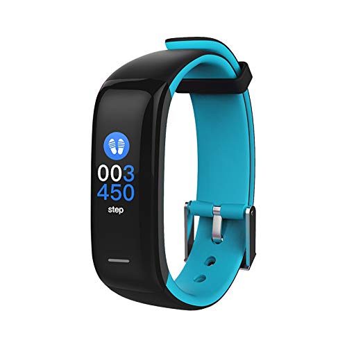 novasmart - Reloj deportivo runR II con correa inteligente y pantalla en color, con registro de frecuencia cardíaca y presión arterial, contador de calorías y pasos, y control del sueño, negro/azul