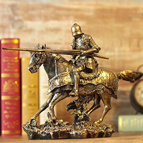 NSWMDSTD Escultura de caballero medieval europeo, escultura hecha a mano de resina caballero adorno para decoración del hogar y colección de arte
