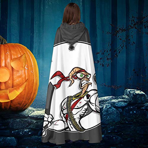 NULLYTG Battle Worm Earthworm Jim Unisex Navidad Halloween Bruja Caballero con Capucha Bata de Vampiro Capa de Disfraz de Cosplay