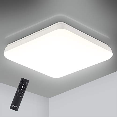 Oeegoo Lámpara de Techo Regulable, IP54 Impermeable, LED Plafón 36W 3600LM para Dormitorio Cocina Sala de Estar Comedor Balcón (Color de Luz Regulable 3000K a 6500K, Brillo Ajustable 10% a 100%)