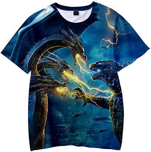 PANOZON Camiseta para Niños Impresión 3D de Godzilla para Fanes de Godzilla Monstruos T-Shirts Unisex (M, 1Relámpago-5)