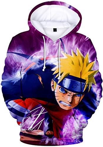 PANOZON Hombre Sudadera con Capucha Figura Impresa de Naruto Mangas Largas (L, Violeta 136)