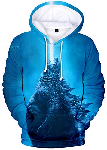 PANOZON Sudadera Unisex Impresión 3D de Godzilla para Fanes de Película Godzilla Monstruos con Capucha (XL, Rayo)