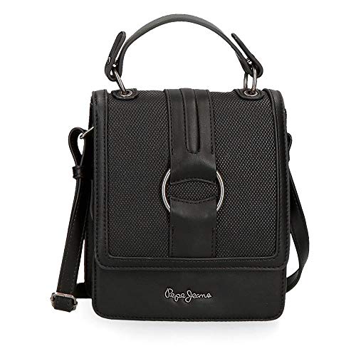 Pepe Jeans Daphne Bolso Bandolera Negro 17x21x9 cms Piel Sintética