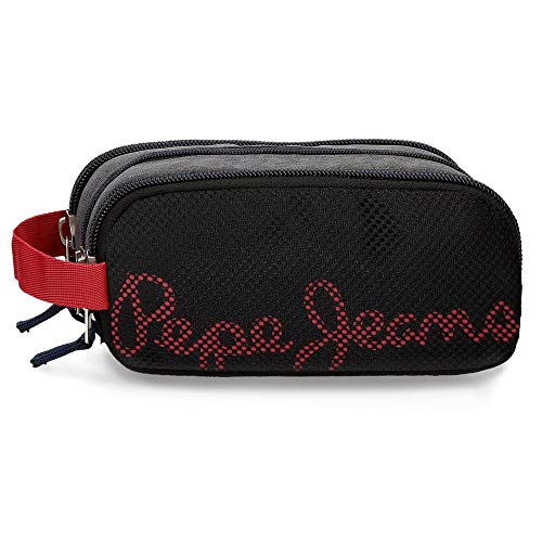 Pepe Jeans Hammer - Estuche triple con cremallera, Multicolor, 22 cm