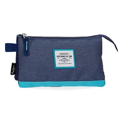 Pepe Jeans Molly Estuche Triple Azul 22x12x5 cms Poliéster