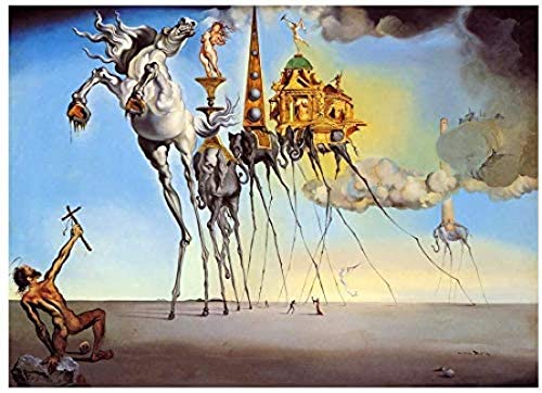 Pintura De La Lona Sin Marco 30x50cm Póster de reproducción de Salvador Dali The Temptation of Saint Anthony, decoración de pared, foto artística, decoración del hogar, imagen para dormitorio,