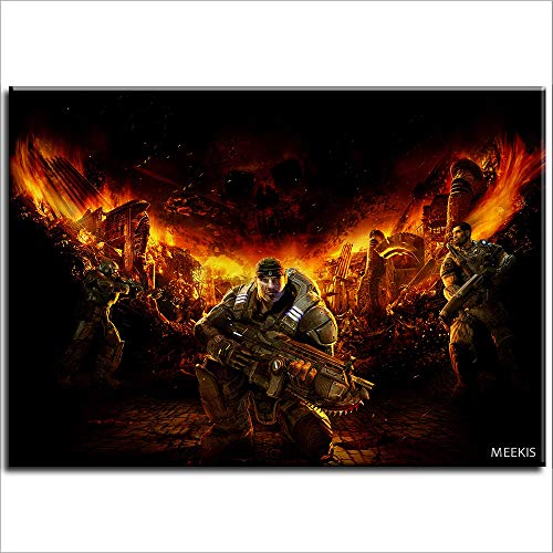 Pintura digital Videojuego Gears Of War Pintura al óleo Lienzo Regalo para adultos 40X50 (Enmarcado)