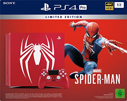 PlayStation 4 Pro - Konsole (1TB)  Limited Edition Marvel's Spider-Man Bundle inkl. 1 DualShock 4 Controller, rot [Importación alemana]