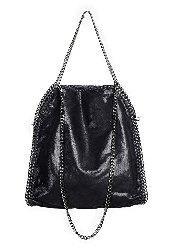 Possidonia Bolso tipo Bandolera para Mujer. Bolso de doble Cadena. Bolso Grande Tipo Mensajero, Casual. Bolso Color Negro.