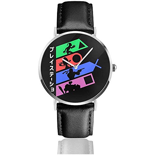 PSX Classics Abe and Co Watches Reloj de Cuero de Cuarzo con Correa de Cuero Negra para Regalo de colección