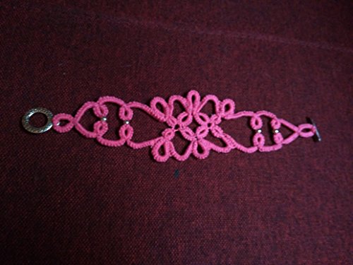 Pulsera frivolité rosa fucsia