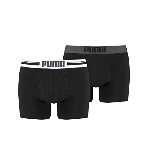 Puma Placed Logo - Pack de 2 bóxers para hombre, color negro, talla L