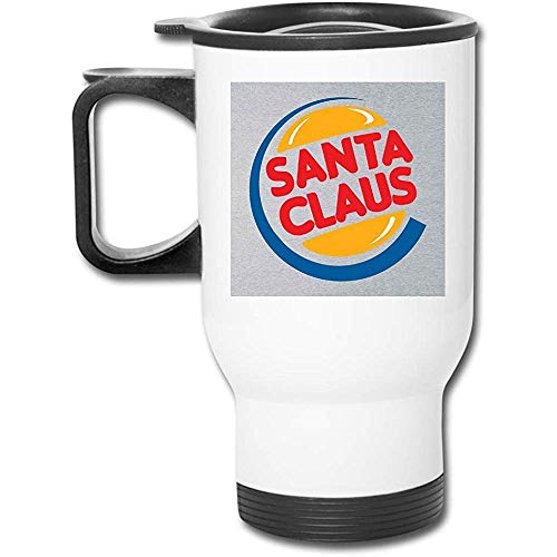 QiangQ copa de coche Santa Claus Burger King Logo Christmas 16 Oz Stainless Tumbler Double Wall Vacuum Coffee Mug with Splash Proof Lid