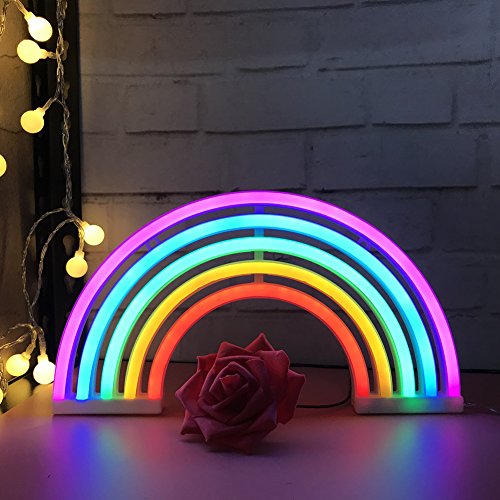 QiaoFei Lindo Letrero de neón del Arco Iris, luz de Arco Iris LED para Regalo de niños, decoración de Pared para Dormitorio de niñas, Navidad, Fiesta de cumpleaños, habitación de niños