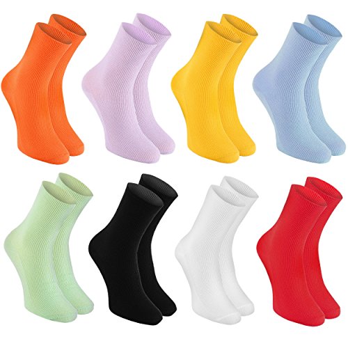 Rainbow Socks - Hombre Mujer Calcetines Diabéticos Sin Elasticos - 8 Pares - Colores Brillantes - Talla 39-41