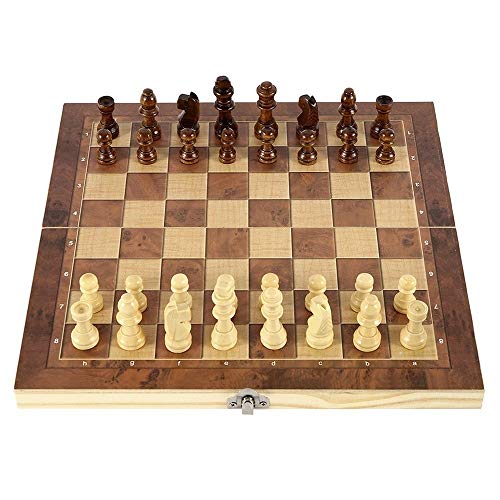 Rantoloys Juego de ajedrez Plegable de Madera Tres en, Tablero de ajedrez de Madera, Juego de Damas, Juego de Backgammon, Juego de ajedrez, Juego de Mesa