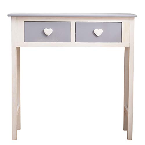 Rebecca Mobili Consola Gris, Mesa Escritorio para el Dormitorio, Madera, Estilo Shabby, Sala de Estar Pasillo - Medidas: 80 x 80 x 30 cm (AxANxF) - Art. RE4193