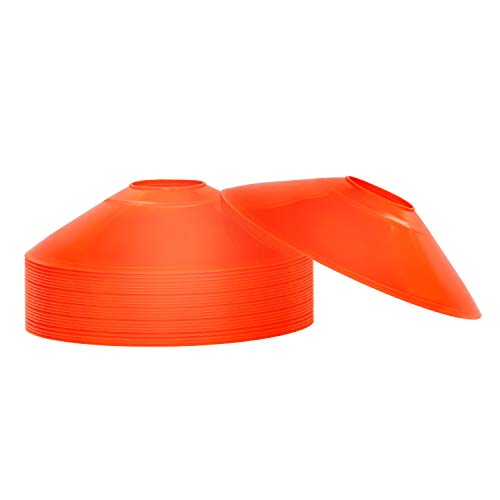 REEHUT Cono de fútbol Disco de Agilidad Conjunto de 25 con Soporte de Plástico, fútbol Americano, fútbol y Cualquier Juego de Pelota para marcar - Conos de de Disco para Entrenamiento, Naranja