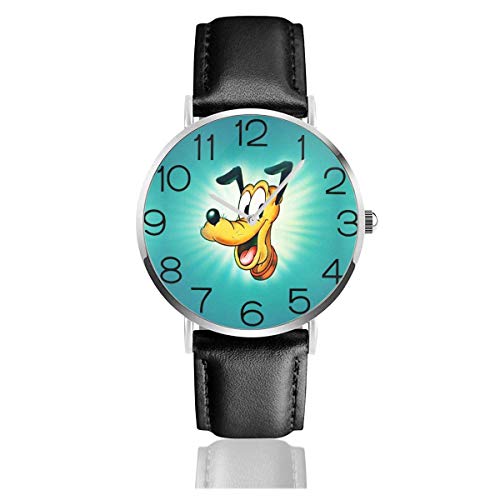 Reloj de Pulsera analógico de Cuarzo Pluto Fun Flexible, Reloj de Cuero Lindo de Dibujos Animados Unisex