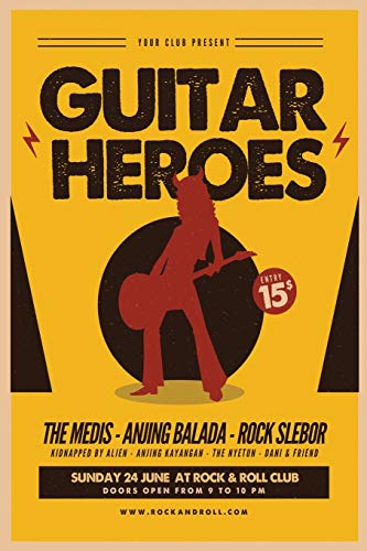 Retro Music Guitar Hero Notebook-6x9 100 Pages College Ruled Journal