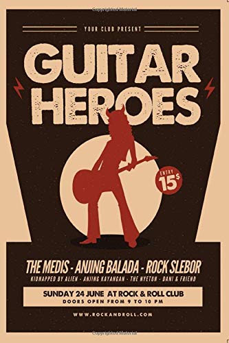 Retro Music Guitar Hero Notebook-6x9 100 Pages Journal