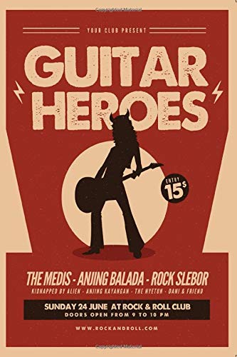 Retro Music Guitar Hero Notebook-6x9 100 Pages Journal