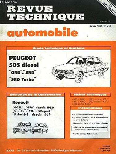 REVUE TECHNIQUE AUTOMOBILE - JANVIER 1982 - N°418 - EVOLUTION DE LA CONSTRUCTION RENAULT 4 GTL - 4F6 - 5 - 5L - 5TL - 5EXPORT - 5 SOCIETE - ETUDE TECHNIQUE PEUJEOT 505 DIESEL GRD - SRD - SRD TURBO